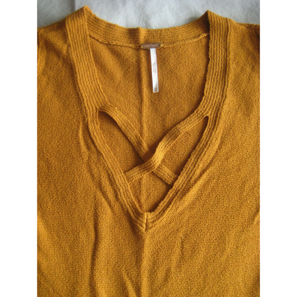 Free People XS Criss Cross Sweater Tunic in Mustard Yellow - Picture 3 of 7